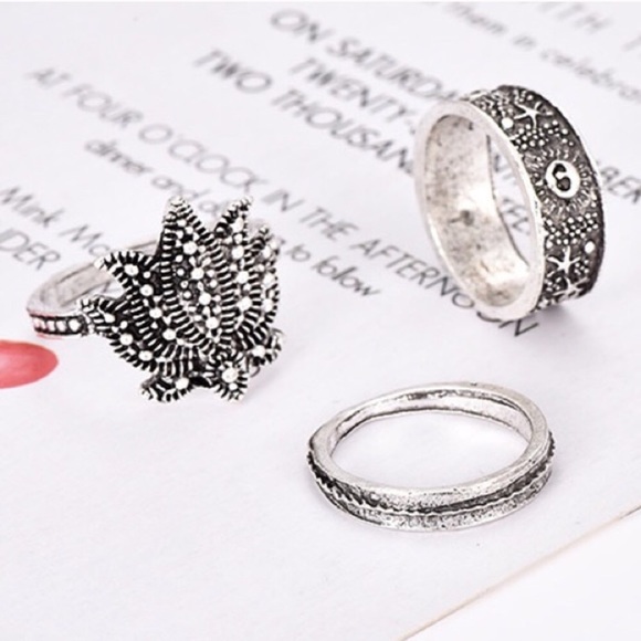 Silver Gemstone Ring Set - Picture 2 of 5